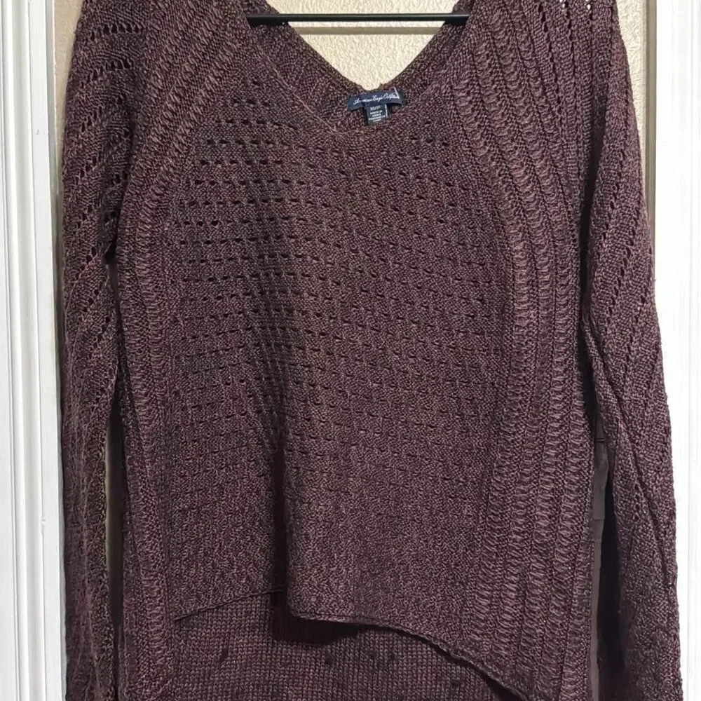 American Eagle Knit Sweater in Grape Oversized XS